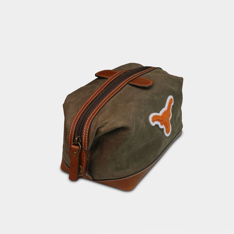 Texas Longhorns Waxed Leather Shave Bag