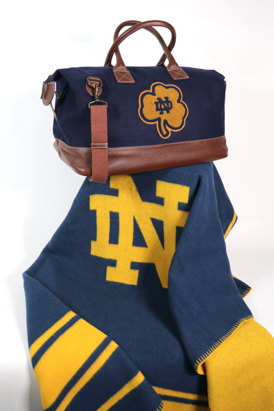 Notre Dame Fighting Irish Clover Weekender Duffle Bag & Jacquard Blanket Set