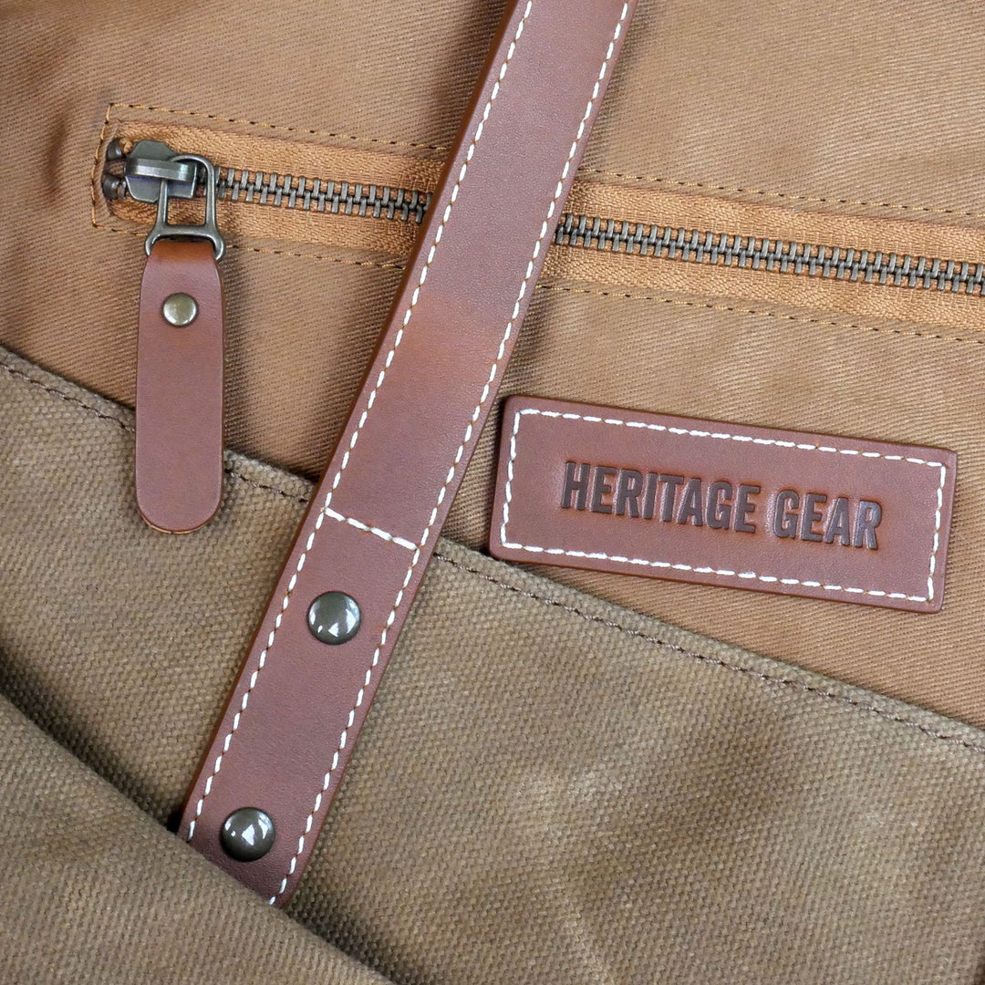 Heritage Waxed Canvas Laptop Bag Embroidered With an 'Aurora Borealis' design - available newest in Black or Olive Green